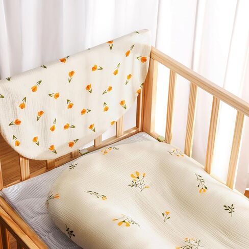 Muslin Baby Lounger Cover 2 Pack, 100% Cotton Newborn Lounger Cover, Soft and Breathable Lounger Slipcover for Boys Girls, Covers Only (Grey, Bear) in Saudi Arabia