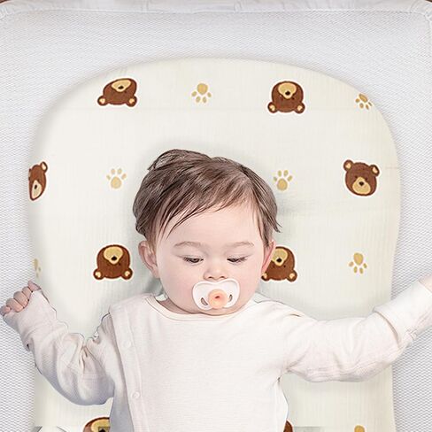 Muslin Baby Lounger Cover 2 Pack, 100% Cotton Newborn Lounger Cover, Soft and Breathable Lounger Slipcover for Boys Girls, Covers Only (Grey, Bear) in Saudi Arabia