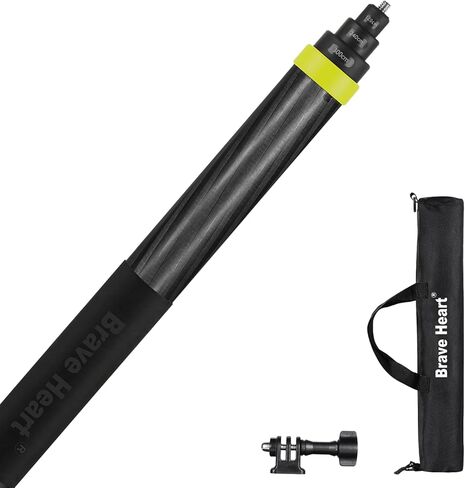 Rotating Locking Selfie Stick, 36cm to 3m Carbon Fiber Stick for Insta360 ONE X4 X3 R RS X Insta 360 GO 2 3,for GoPro Max Hero 12 11 10 9 8 7 DJI Action 3 4 Pocket 3 (Yellow) in Saudi Arabia