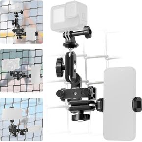 NEEWER Camera Fence Mounting Kit for Live Streaming Compatible with GameChanger App, Fence Phone Holder Clip & Action Camera Adapter Compatible with iPhone GoPro Max 360 Mevo for Baseball Games, PA025