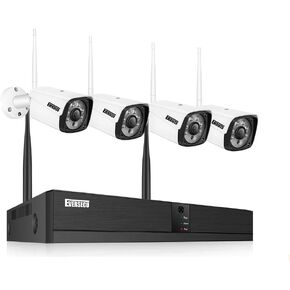 Eversecu 4CH Smart Wireless Security Camera System 4pcs 2K 3MP Outdoor Cameras & DVR Kit Support Face Capture/Record&Playback, Line Crossing/Intrusion Detection, Smartphone PC Remote View