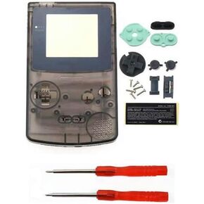 Full Set Housing Shell Case Cover with Buttons Screwdrivers for Gameboy Color GBC (Clear Black)