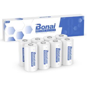 BONAI CR123A Batteries 3v Lithium Battery High Capacity CR123 CR17345 8PC for Flashlight and Security Device【Non-Rechargeable】