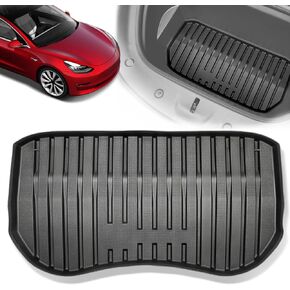 YHTAUTO Trunk Mat Cargo Liner Compatible with Tesla Model 3 2021 2022 2023, All Weather TPE Trunk Mat Rear Storage Mats, Model 3 Accessories, Black, Set of 3