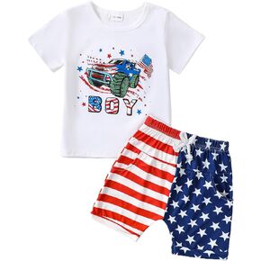 Toddler Boys Short Set Short Sleeve T-Shirt and Short Pant 2 Piece Casual Outfits Clothes Set