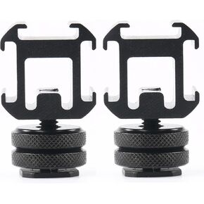 2 Pack Camera Flash Hot Shoe 1/4 Inch Screw Adapter Three Cold Shoe Mount for DSLR Video Photography