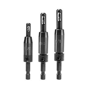 Self Centering Drill Bit Set, CC2430 Hinge Drill Bit Replacement for 1/4 in Bosch VIX Bit Clic-Change Hex Shank Drill, Countersink Drill Bits for Wood and Hole Centering 3/32", 7/64", 1/8"