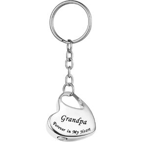 Family in Heart Stainless Steel Memorial Keepsake Urn Keychain for Ashes Cremation Jewelry Dad