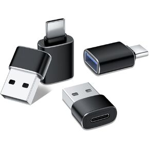 USB to USB C Adapter （4 Pack ）【2*USB C Female to USB Male Charger】&【2*USB C Male to USB 3.0 Female】 Car Charging Port Adaptor USB C OTG Adapter for iPhone 15 Apple Watch AirPods CarPlay