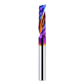 O Flute Spiral Router Bit 1/4 Inch Shank 1/4 Inch Cutting Diameter 1 inch Cutting Length with Extra Long Life Coating CNC Router Bits End Mill for Wood Cutting, Slot Mortise, Engraving