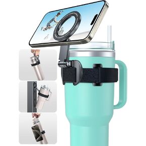 eSamcore for Stanley Cup Magnetic Phone Holder for Magsafe, Foldable Water Bottle Accessories Phone Stand Fit for iPhone, Universal Phone Mount for Stanley 20/30/ 40 oz, Yeti Tumbler, Gym, Stroller
