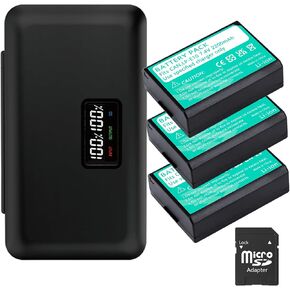 3 Pack LP-E10 Batteries and USB Dual LCD Charger for Canon EOS Rebel T3, T5, T6, T7, Kiss X50, Kiss X70, EOS 1100D, EOS 1200D, EOS 1300D, EOS 2000D Digital Camera