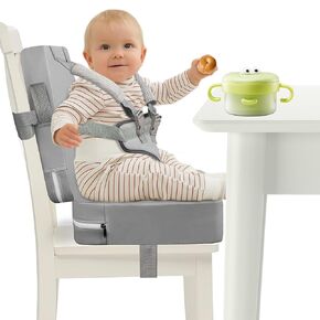 Booster Seat for Kitchen Chair - Harness Straps Fixing Toddler Booster Seat for Dining Table, PU Waterproof Portable High Back Booster Seat