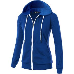 GIVON Women's Zip Up Hoodie Lightweight Regular Fit Sweatshirt with Waffle Knit Side Panels and Inside Hood