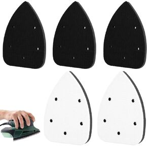 5pcs 5-Holes Sander Sandpaper Backing Pads, Sponge Triangle Sanding Pads Hook and Loop Detail Sanding Interface Multitool Pad for Sander Accessories Replacement Cushioning & Flexibility