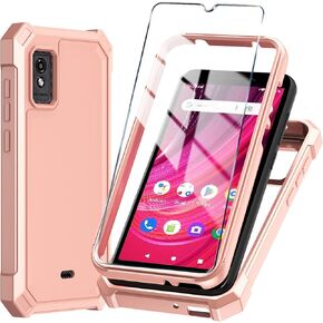 for BLU Studio Mini 2023 Phone Case with Tempered Glass Screen Protector,Slim Soft Silicone Full-Body Protective Case for BLU Studio Mini 2023 (Green)
