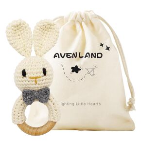 خشخيشة أرنب كروشيه للطفل، ألعاب خشخيشة ناعمة للأطفال، خشخشة دائرية خشبية للأطفال الصغار، لعبة خشخيشة لطيفة للأولاد والبنات، هدية خشخيشة أولى مثالية للأمهات والأطفال، #1 أرنب in Kuwait