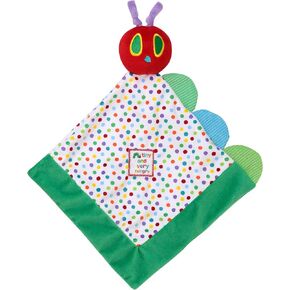 Baby Starters The Very Hungry Caterpillar Snuggle Blanket with Rattle and Crinkle, Green with Colorful Dot, 10 inch Square