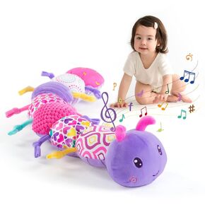 Jollybaby Musical Caterpillar Sensory Toys for Baby Girl 0-6-12 Months, Montessori Brain Development Toys for Ages 0-2 Infant, Floor Toys with Music Box, Texture and Rattles for Newborn Girls Gifts in Kuwait
