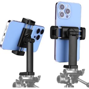 Peastrex Phone Tripod Mount Adapter Smartphone Holder Clamp with Cold Shoe and 1/4" Screw 360° Rotation for iPhone, Android Cell Phone, Selfie Stick, Monopod, Camera