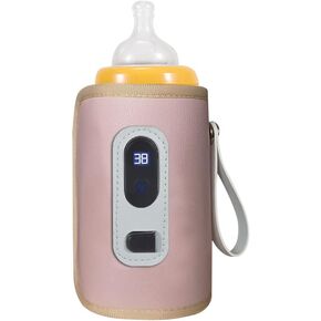 Baby Bottle Warmer Portable Travel Baby Bottle Warmer for Car, 5-Speeds Temperature Adjustment Drink Warm Milk Bottle Insulation Cover with USB Cable