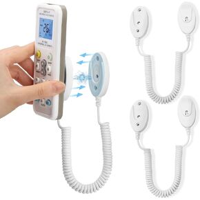 2-Pack Magnetic Remote Control Holders with Spring Ropes - Safely Secure Remotes & Small Items, Wall-Mount with Adhesive, Anti-Loss, Rapid Adsorption, Extendable Spring (White 43 inch, 2 Pack)