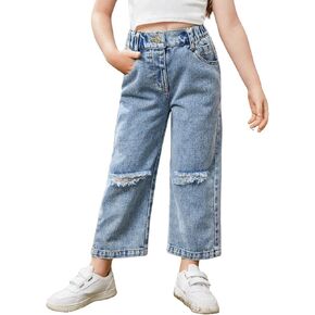 Floerns Toddler Girl's Casual Distressed Ripped Loose Fit Straight Leg Denim Jeans