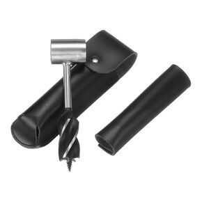 Survival Tool for Bushcraft Settlers, Survival Hand Auger Drill, Hand Auger Wrench W PU Black Protective Case Hand Hole Maker for Outdoor Backpacking/Survival/Camping [Silver]