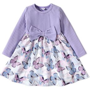 PATPAT Baby Toddler Floral Print Fall Dress Long Sleeves Clothes Dress Outfits for Girls