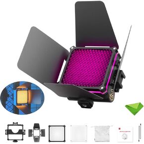 Zhiyun M20C Combo 20W RGB Camera Light, LED Video Lights, CCT 2500K~10000K, TLCI 96+ CRI 94+ 4500mAh Portable Photography Light Support Magnetic Attraction w/Barndoor Diffuser Honeycomb Grid for DSLR