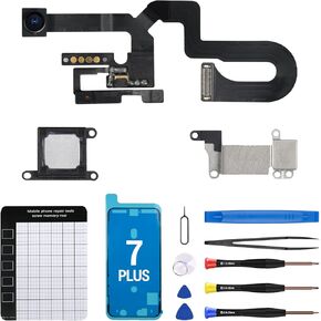 for iPhone 7 Plus Ear Speaker Replacement OEM with 7MP Facing Front Camera + Front Earpiece Module Proximity Sensor Microphone Flex Cable Ambient Light Fix Repair Tool Kit A1661 A1784 A1785