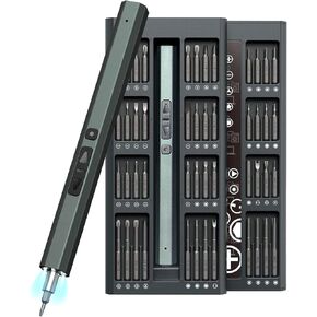 Mini Electric Screwdriver Set, 82 in 1 Small Electric Screwdriver Cordless, Precision Screwdriver Set with 64 Magnetic Precision Bits and LED Light for Phone Laptop Camera Watch Computer Repair Tool