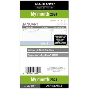 AT-A-GLANCE 2025 Planner Refill, Monthly, 3-3/4" x 6-3/4", Portable Size, Loose-Leaf (063-685Y)