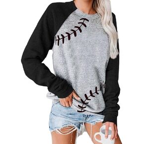 ETATNG Womens Baseball Mom Shirt Long Sleeve Loose Comfy Patchwork Raglan Baseball Tees Tops in Saudi Arabia