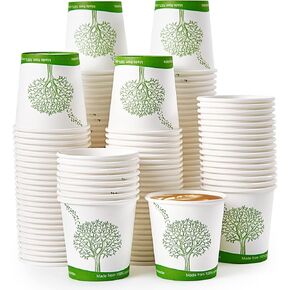 ECOLipak 300 Count Compostable Paper Cups, 8 oz Biodegradable Disposable Paper Coffee Cups with PLA Lined, Eco-friendly Hot Drinking Cups for Party, Picnic,Travel,and Events