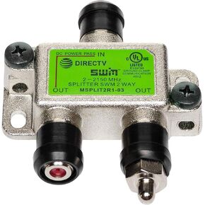 Directv [mrv] SWM 2 Way Splitter 2-2150 Mhz 1 Port Power Passing Weather Se [msplit2]