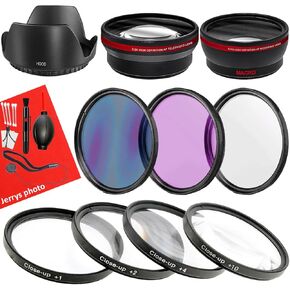 49mm Accessory Bundle for Canon EOS R100, R50, R10, M5, M6 Mark II, M6 + Wide Angle and Telephoto Lens + Filters + Cleaning Kit + Tulip Hood + More (14pc Bundle)