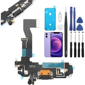 Charging Port Replacement for iPhone 12 USB Dock Connector Flex Cable Microphone Replacement for iPhone 12 Pro with Tools(6.1")
