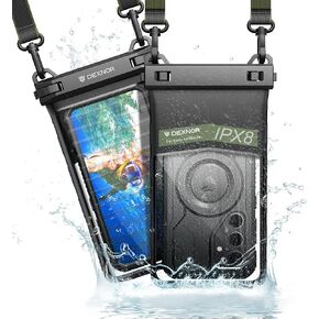 Dexnor IP68 Waterproof Phone Pouch, Universal 3D Cellphone Dry Bag Case with Adjustable Double-Hook Lanyard for iPhone 15 14 13 12 Pro Max XS Plus Samsung Galaxy S24 S23 Phone Up to 7.0"(Navy Blue)