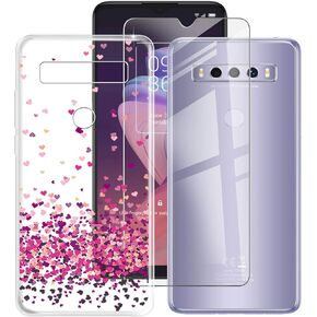 Case + Screen Protector, for TCL 10 SE (6.52 inch) Tempered Glass Film and Transparent Soft Silicone TPU Bumper Shell, Shock Absorption Phone Protective Cover - WM85