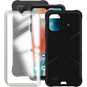 Case for Umidigi Bison X10 Pro (6.53") with 4 Tempered Glass Screen Protector. Ultra-Thin Black Soft Silicone Anti-Drop Phone Cover, TPU Bumper Shell Case for Umidigi Bison X10 Pro - Black