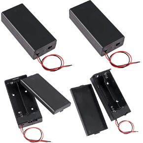 4 Pack 18650 Battery Storage Case 2 Slots x 3.7V for 2x18650 Batteries Holder Box Container with ON/Off Switch