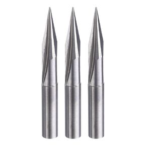 HARFINGTON 3pcs CNC V Bit 20 Degree 15/64" Shank 0.3mm Tip Engraving V Bits Carbide Chamfer End Mill with 2 Straight Flutes CNC Wood Carving Bit Tool for Wood Plywood Acrylic MDF Lettering