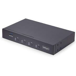 StarTech.com 4-Port KM Switch with Mouse Switching, USB 3.0 Switcher, Keyboard/Mouse Sharing, 3.5mm/USB Audio, TAA Compliant