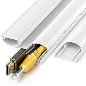 42.5in Cord Cover, Cord Hider for 1-2 Cords, Half Round Cord Covers for Wires on Wall, Adhesive Wire Hiders for TV on Wall, 3xL14.2in, W1.18 x H0.47in, White