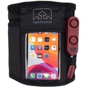 Nathan Phone Armband Case with Personal Alarm Ripcord Included. See-Thru Touchscreen Pocket with Headphone Port. SafeRun Siren in Case of Emergency 120DB. For Running, Waking, Hiking, Biking and more.