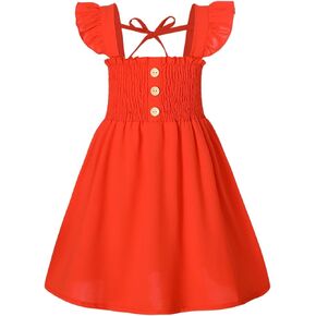 JEELLIGULAR Toddler Dress Ruffle Sleeveless Button Down Dress for Toddler Girl Dress Summer Beach Casual A-line Sundress