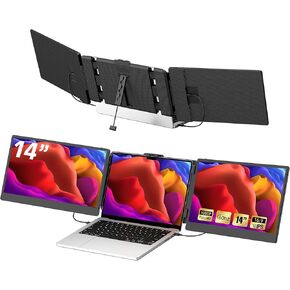 Laptop Monitor Extender, Laptop Screen Extender Portable Monitor for Laptop Triple Monitor Extension 1080P FHD HDMI/USB-A/Type-C No Glare Display Dual Screen Extender for Windows/Mac 13"-17" Laptops