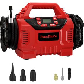 Cordless Tire Inflator for Milwaukee 18V Battery, MaxMore Upgraded 160 PSI High Pressure Portable Air Compressor with Digital Gauge, Auto Shut Off, LED Light for Ball, Tire, Swim Toys (NO Battery)