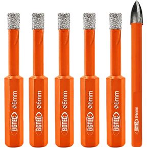 BGTEC Dry Diamond Core Drill Bits Set Hole Saw,6pcs 3/16" 1/4" 5/16" 3/8" 1/2"Hex Shank Drill Bits+1/4" Triangle Shank Carbide Drill for Granite Marble Porcelain Tile Ceramic in Kuwait